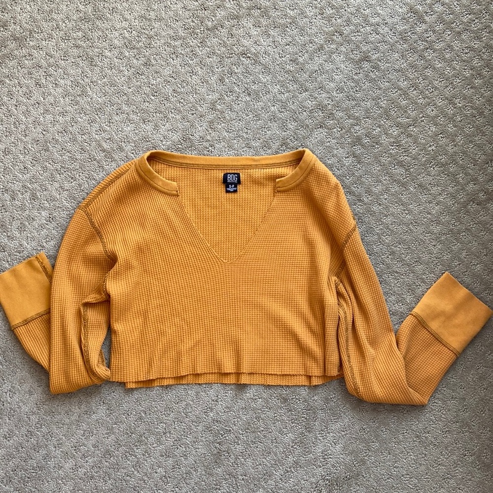 urban outfitters waffle cropped long sleeve